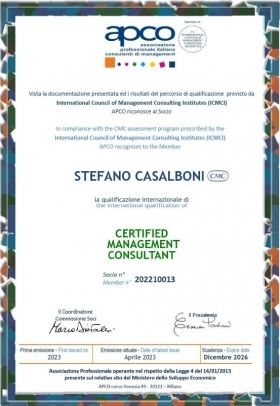 CERTIFIED MANAGEMENT CONSULTANT - Stefano Casalboni